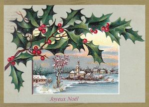Carte fêtes de fin d'année Petit village de Noël